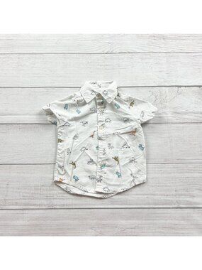 Carter’s Baby Boys Dinosaur Print Button-Up Shirt Short Sleeve 0-3 Months
